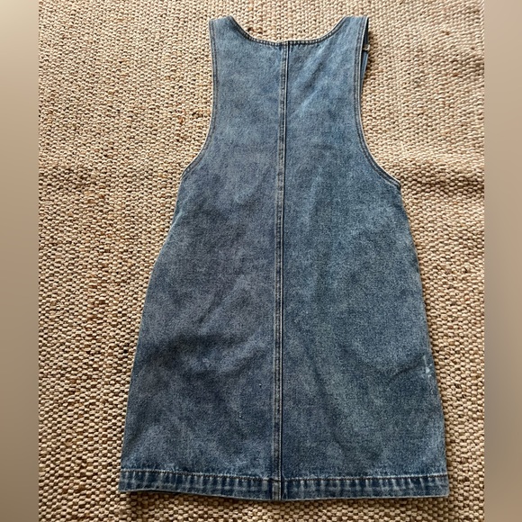 Glamorous Mini Pinafore Dress With Floral Embroidery In Denim - Picture 4 of 7